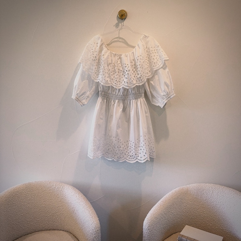 Tanya Taylor White Ruffled Top